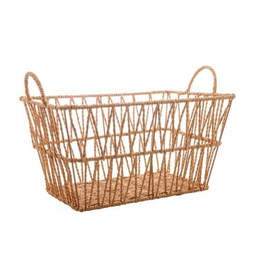 Imagem de Cesta Retangular De Papel E Metal Com Alça 35cm X 25cm X 24cm