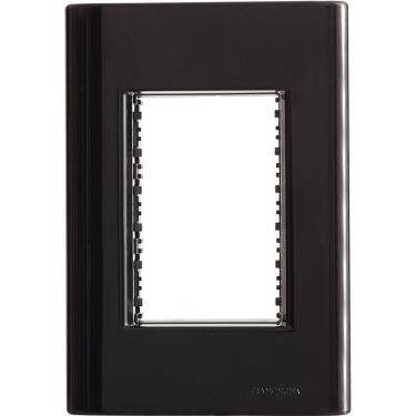 Imagem de Placa 3 Postos 4x2 Tramontina Giz Preta Suporte Tramontina