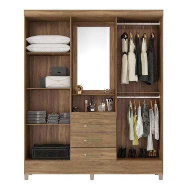 Imagem de Cômoda e Guarda Roupa Casal Capelinha Pérsia Flora 5 Portas 7 Gavetas MDP com Espelho A...
