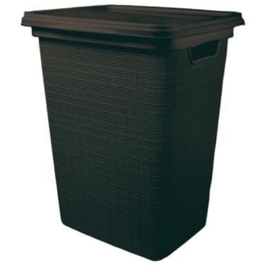 Imagem de Cesto Organizador de Roupa Suja Com Tampa em Plástico Juta 45 Litros Multiuso(PRETO)