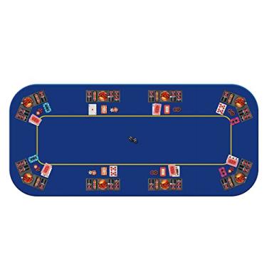 Imagem de VIVOHOME Mesa De Pôquer Texas Poker Dobrável Para 8 Jogadores, 79 X 36", Tapete Jogo Portátil Antiderrapante Com Porta-Copos E Bolsa Transporte, Azul