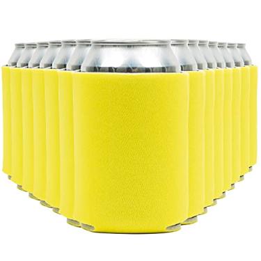 Imagem de CURRENT CO. Capas Térmicas Para Latas De Cerveja Em Branco (Pacote Com 60) Coolies Macios E Isolados - Htv Friendly Koolies A Granel Garrafas Blanks Projetos Vinil Lembrancinhas Casamento (Amarelo)