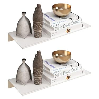 Imagem de JOOM Prateleiras Flutuantes Brancas Para Armazenamento De Parede, Sala Estar Metal, Banheiro, Cozinha, Itens Colecionáveis Exposição Pequena 12" (2 Peças)