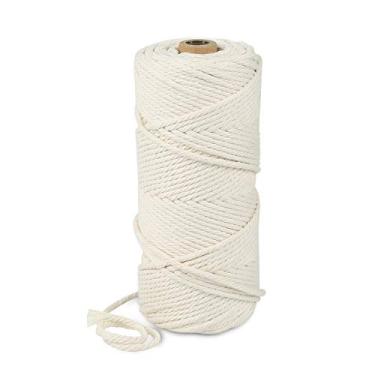 Imagem de KMALADO Cordão De Algodão Natural Para Macramê, 2 Mm X 109 Jardas, Colorido, Mm/3 Mm/4 Mm/5 Mm/6 Mm, Fio Torcido, Suprimentos Artesanato Macio (Cor Natural, Jardas)