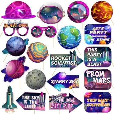 Imagem de Helewilk 20 Peças De Adereços Para Cabine Fotográfica Espacial Com Bastão, Tema Galáxia, Foto Externa Festa Aniversário Ou Decoração Eventos Planetários