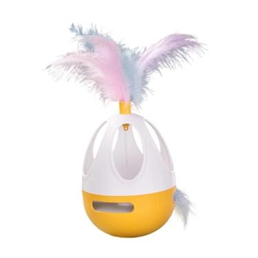 Imagem de Generic Brinquedo interativo para gatos Tumbler, brinquedo para gatos com rotação de 360° e provocação de penas com som para todas as raças de, Laranja