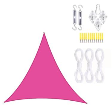 Imagem de TBATM Parabrisas de Sol ao ar Livre 2.4x2.4x2.4m Triângulo Sol Parabrisa Vela, Uv Bloqueador Parabrisa Vela com Kit de Fixação e Cordas Livres, Impermeável, para Pátio Jardim Piscina,Pink