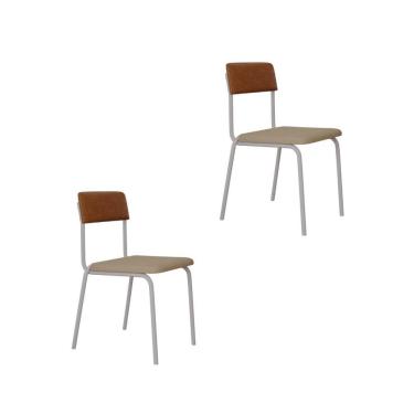 Imagem de Cadeira Fit Fixa C/4 Pes 475 X 505 X 810 Mm C/2 Un Pés Brancos. Crt.areia/courino Caramelo Crt Areia/courino Caramelo