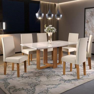 Imagem de Mesa de Jantar 6 Lugares Catarina com Vidro Mel/Nude/Off White - Pnr M
