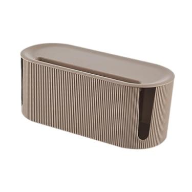 Imagem de Fenteer Caixa de gerenciamento de cabos, capa de protetor hider, transportar caixa de caixa de tira de caixa de esteira para o telefone de apartamento em casa, Cáqui