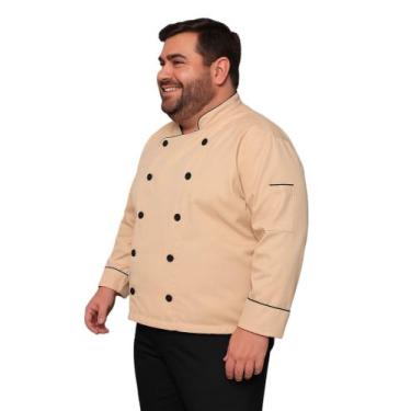 Imagem de Dolma Masculina Plus Size Vantage Bege em Oxford - Gardenia Jalecos, E