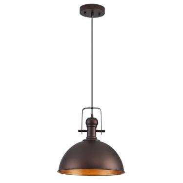 Imagem de ALAISLYC Luminárias Pendentes De Bronze Polido A Óleo, Estilo Fazenda, Grandes, Para Ilha Cozinha, Industrial, Altura Ajustável, Vintage, Cúpula Grande, Suspensas, Celeiro, Sala Jantar, 1 Pacote