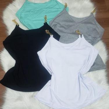 Imagem de blusa feminina alça regata detalhes correntes - Filó Modas, p, Rosa