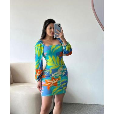 Imagem de Vestido feminino  fashion de manga longa- Tamanho: M - Sb, Rosa, Branc