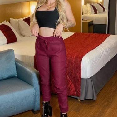 Imagem de Calça jogger feminina bengaline com elástico na cintura - Filó Modas, 