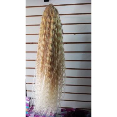 Imagem de Rabo de cavalo cacheado, loiro de bio fibra. - Luiza cabelos