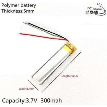 Imagem de 1 Peça 501240 Com 3 Fios 3,7v 300mah 5mm X 12mm X 40mm - bgb
