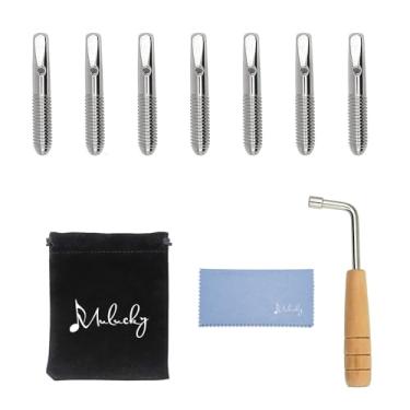 Imagem de Mulucky 7 pinos de afinação amplamente utilizados para harpa de lira, cítara, cravo e outros instrumentos de cordas primitivos, com chave de afinação em forma de L, alavanca de martelo de afinação de