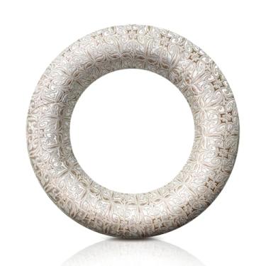 Imagem de UPCEED Almofada de canto para tigelas de canto tibetanas, almofada redonda de brocado de seda feita à mão para cura de som e acessórios de tigelas de som de cristal (prata, 20 cm)