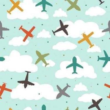 Imagem de Papel de Parede Adesivo Aviao Colorido 304407299 0,58x3,00M - Adesivo 