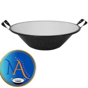 Imagem de Tacho Esmaltado Pastel Fritura N16 6 Litros Preto E Branco - NCG