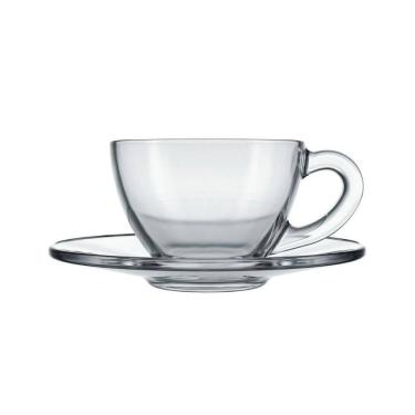 Imagem de Xícara para Chá com Pires Vidro Transparente Astral Duralex 240ml - Nadir