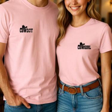 Imagem de Camiseta Afulto Unissex Casal Country Estampa Cowboy e Cowgirl Peito M