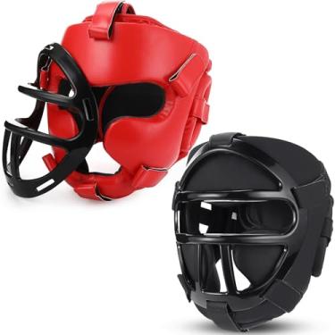 Imagem de VioraWhite Pacote Com 2 Capacetes De Boxe Para Adultos E Crianças, Equipamento Sparring Proteção Facial Removível, Segurança Treinamento Mma, Muay Thai Kickboxing (Preto Vermelho)