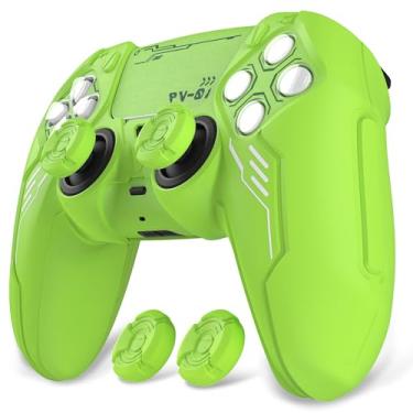 Imagem de PlayVital Mecha Edition Silicone Cover Compatible with ps5 Controller with 2 Joystick Caps and 6 Stickers, Shockproof Non-Slip Grip Protector Accessories, Fits for ps5 Charging Station - Neon Green