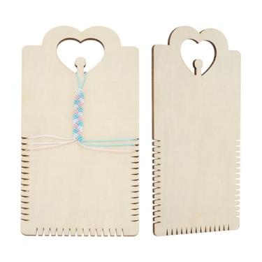 Imagem de FINGERINSPIRE Kit de fabricação de pulseiras de amizade de madeira compensada, 24 x 12 cm, pulseiras brancas antigas de 24 x 12 cm, ferramentas de artesanato retangulares com disco de trança de