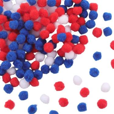Imagem de SUNNYCLUE 900 pçs 10 mm Dia da Independência Pequenas Bolas de Pompom Puff Pompons 4 de Julho Patriótico Americano EUA Branco Azul Vermelho Mini Pompons Pequenos em Massa para Mulheres Festa Festiva