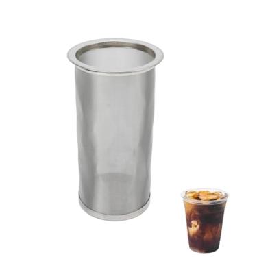 Imagem de Filtro de café Cold Brew para jarra Mason, infusor de chá de café de aço inoxidável filtro reutilizável filtro cilíndrico de malha de boca larga com junta branca para chá (8 * 15 cm)