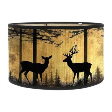 Imagem de Stgfyxgs Abajur de Mesa E27 com Estampa de Veado, Ideal para Sala de Estar, Casa de Fazenda, Hotel Ou Decoração de Casa, Style C, Tamanho real