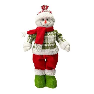 Imagem de Boneco de Neve Em Pé Pelúcia Funny Tricot Verde e Vermelho 40cm - Magi