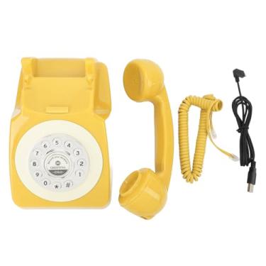 Imagem de Livro de convidados de áudio vintage Telefone Retro Design elegante Clear Sound Recording Dispositivo para eventos de festa de aniversário de casamento com cartão de memória de 8 (Amarelo)