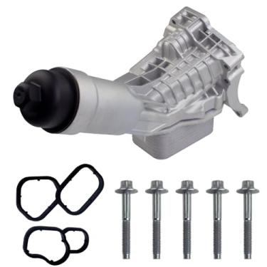 Imagem de FUXINTUM Caixa de filtro de alumínio para refrigerador de óleo do motor com juntas compatível com MW B48 230i 330 430i 530i 540i X3 X4 Z4 G20 G22 G320 G11 G01 G02 2019-2023 Substituir OEM #11422 85804