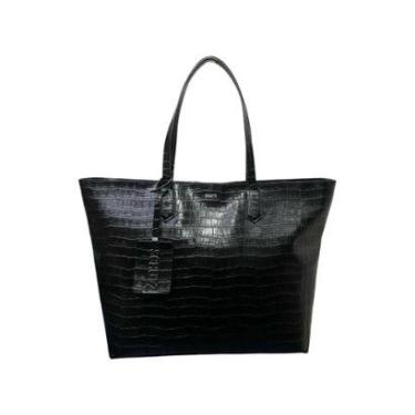 Imagem de Bolsa Feminina Schutz Croco Shopping De Ombro Grande Preto-Feminino