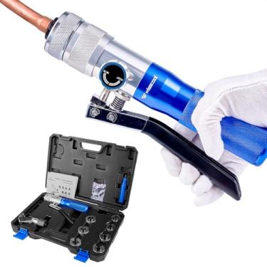 Imagem de WISSCOOL Kit de ferramentas de expansão de tubo hidráulico HVAC com cortador de tubo, ferramenta de rebarbação e 7 cabeças expansoras para tubos de cobre de 9,5 a 3,5 cm, ferramentas de expansão HVAC