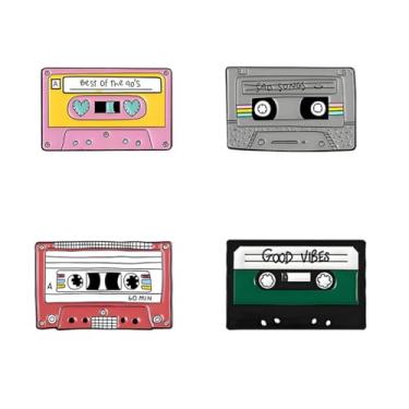 Imagem de Conjunto de broche de fita magnética para mulheres e homens, brincos de fita magnética tipo caixa vintage, broche de fita de rádio de acrílico, Halloween, RPG, brilhante, festa, festival, fantasia