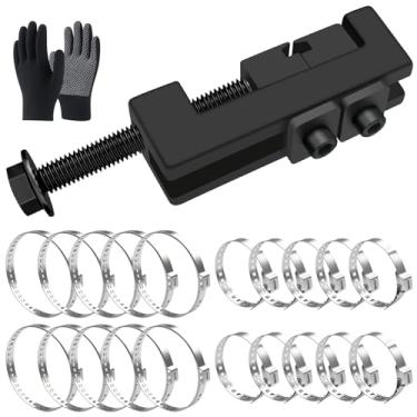 Imagem de Aienxn Alicate de braçadeira de bota CV com 20 braçadeiras de aço inoxidável 304, 10 peças pequenas e 10 peças grandes, braçadeira de mangueira de orelha única, eixo de acionamento, ferramenta de