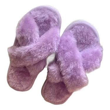 Imagem de Pantufa Feminina Tipo Chinelo para Quarto – Solado Macio (Lilás, BR, Adulto, Faixa Numérico, 43, 44)