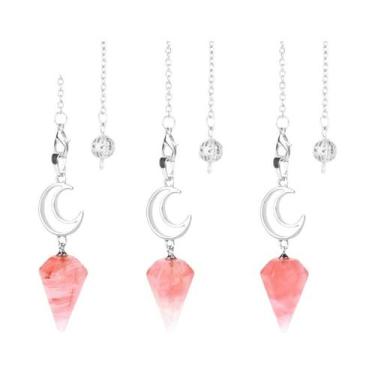Imagem de Pêndulo De Cristal De Quartzo Rosa Para Adivinhação Cura Pedra Natural