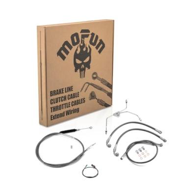 Imagem de Mofun Cabo de extensão de cabo e embreagem e linha de freio frontal hidráulica compatível com Harley Touring Street Glide Electra Road Glide Road King Non-ABS 2008-2013, compatível com guidão de 40,6