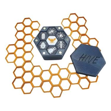 Imagem de Jogo de Tabuleiro Hive com 28 Peças, 3 Expansões, Tabuleiro em Colmeia, Peças em PLA, Preto e Branco
