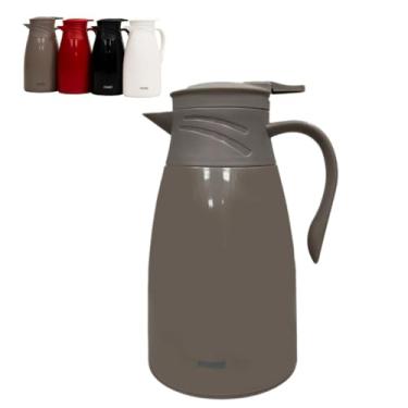 Imagem de Garrafa Térmica Bule Plástico 1L com Ampola de Vidro – Isolamento para Bebidas Quentes e Frias, Design Elegante e Leve, Durável, Ideal para Casa, Escritório e Eventos (Fendi)