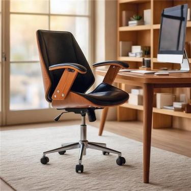 Imagem de Cadeira de Escritório Ergonômica Giratória Diretor Executiva Couro Lis