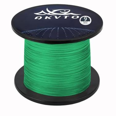 Imagem de AKVTO Linha de pesca trançada, 9 fios, 500 jardas, alta sensibilidade, resistente à abrasão (verde esmeralda, 0,40 mm/36,3 kg)