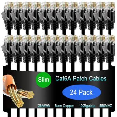 Imagem de Cabo de conexão Ethernet Lysymixs Cat6a Slim 30 cm, pacote com 24 unid