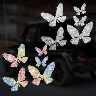 Imagem de Decalque de carro Sparkling Five Little Butterflies autoadesivo PVC glitter adesivo para carros, caminhões, motocicletas capa de porta multi adesivo decorativo (branco e colorido)