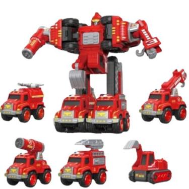 Imagem de Carrinhos De Brinquedos Bombeiro 5 Em 1 Com Papel D Presente - Toy Kin